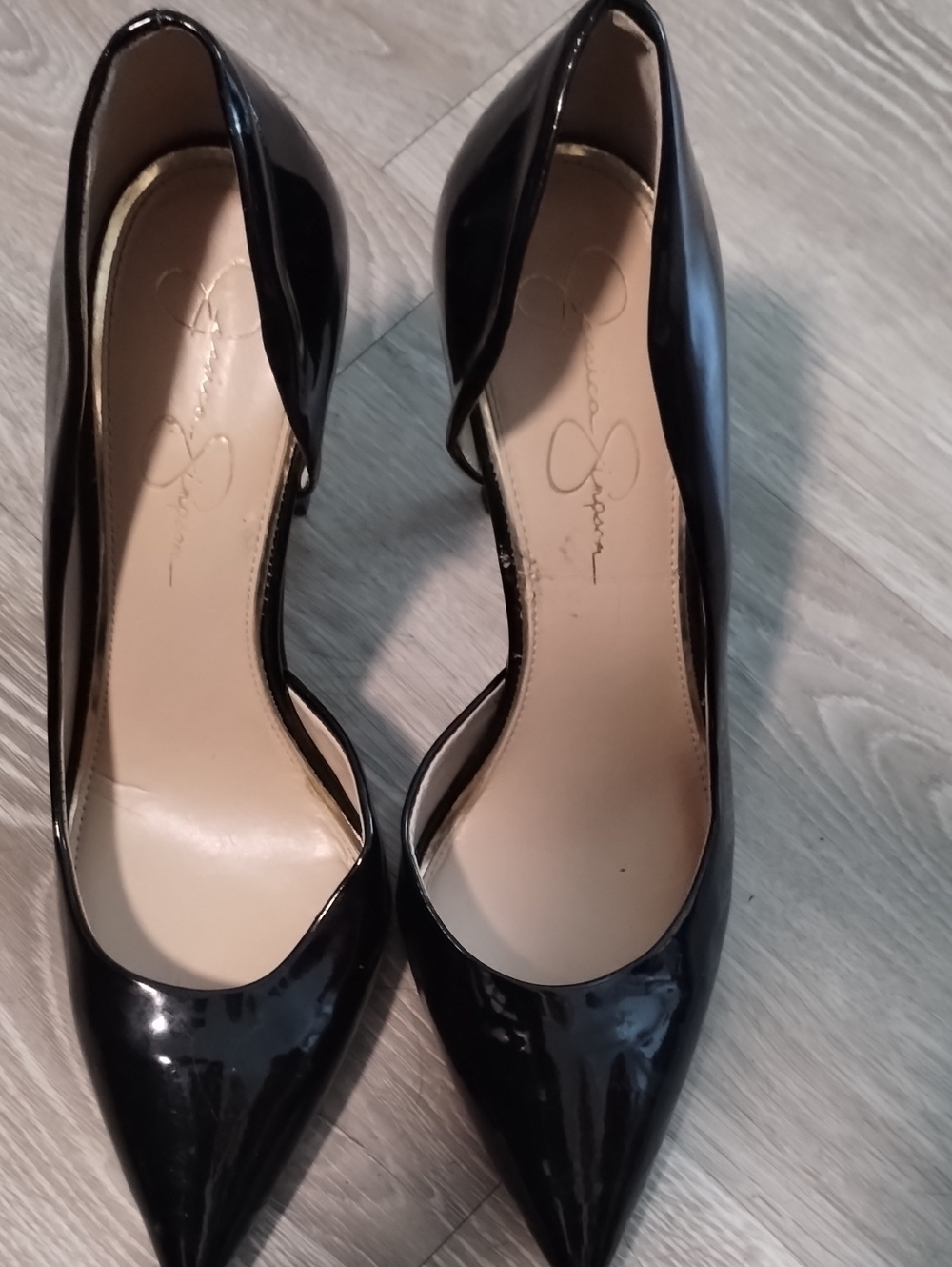 Jessica Simpson Black Patent Pointed D'Orsay Heels